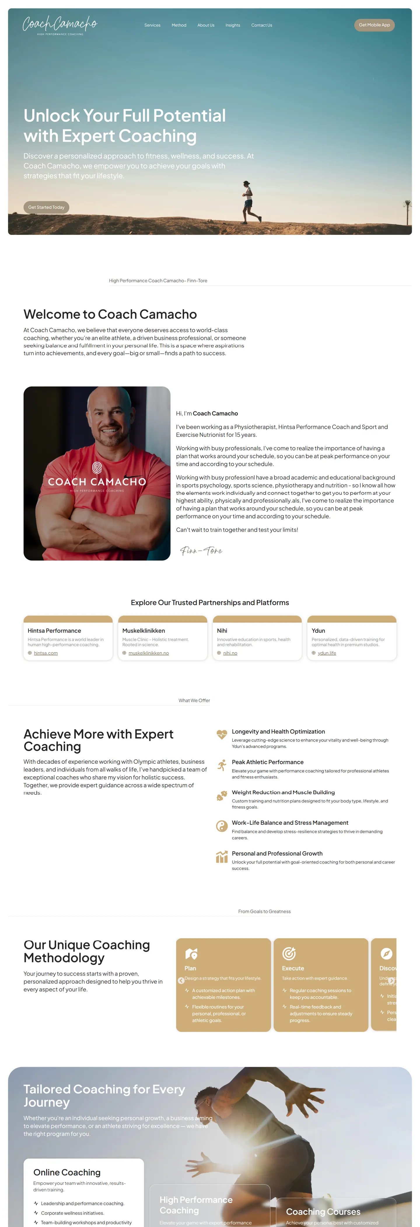 Coach Camacho — Home (English) page