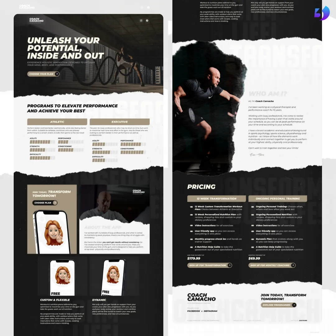 Coach Camacho — Programs — landing page designed and built by Digitix365