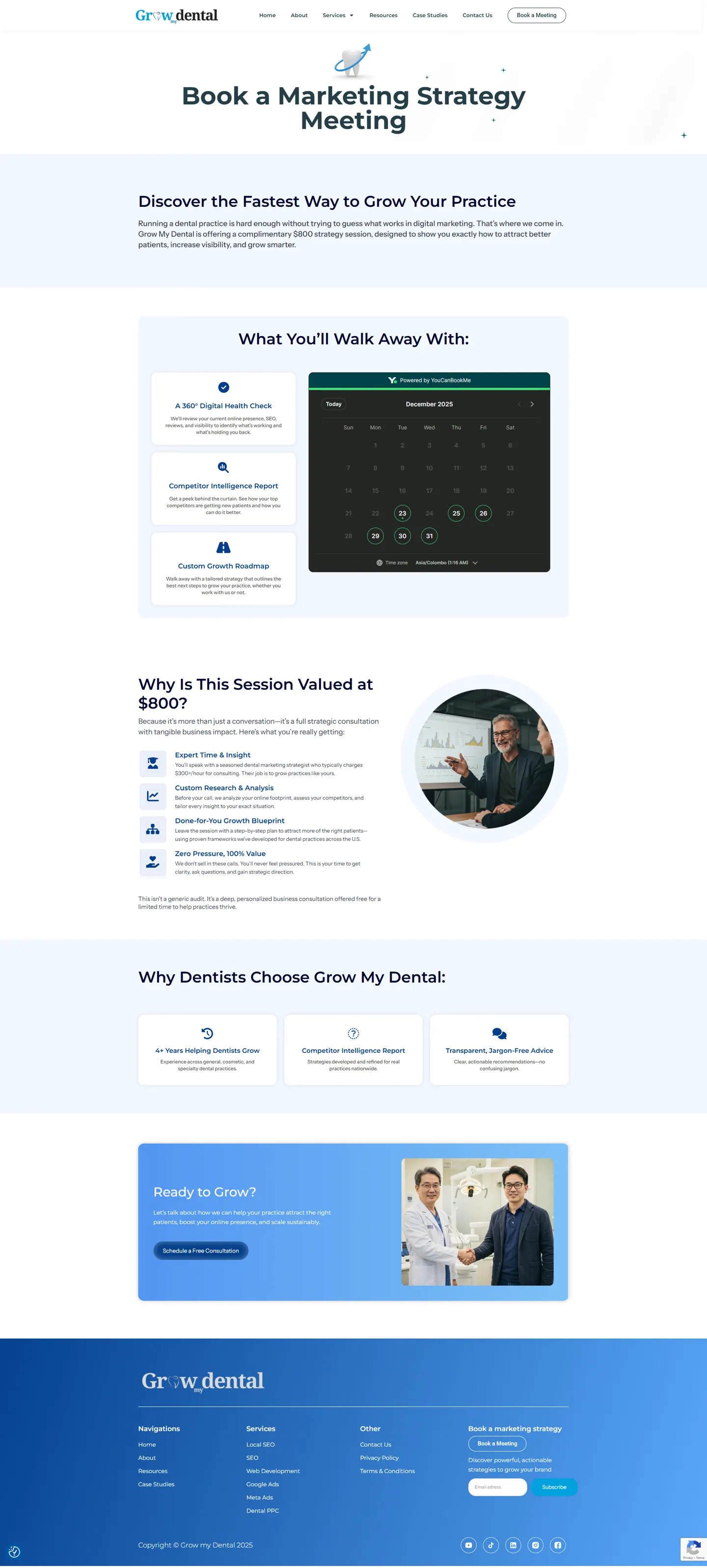 Grow My Dental — Book a meeting page