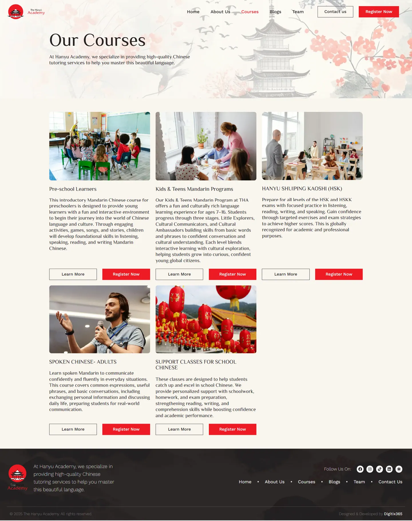 The Hanyu Academy — Courses page