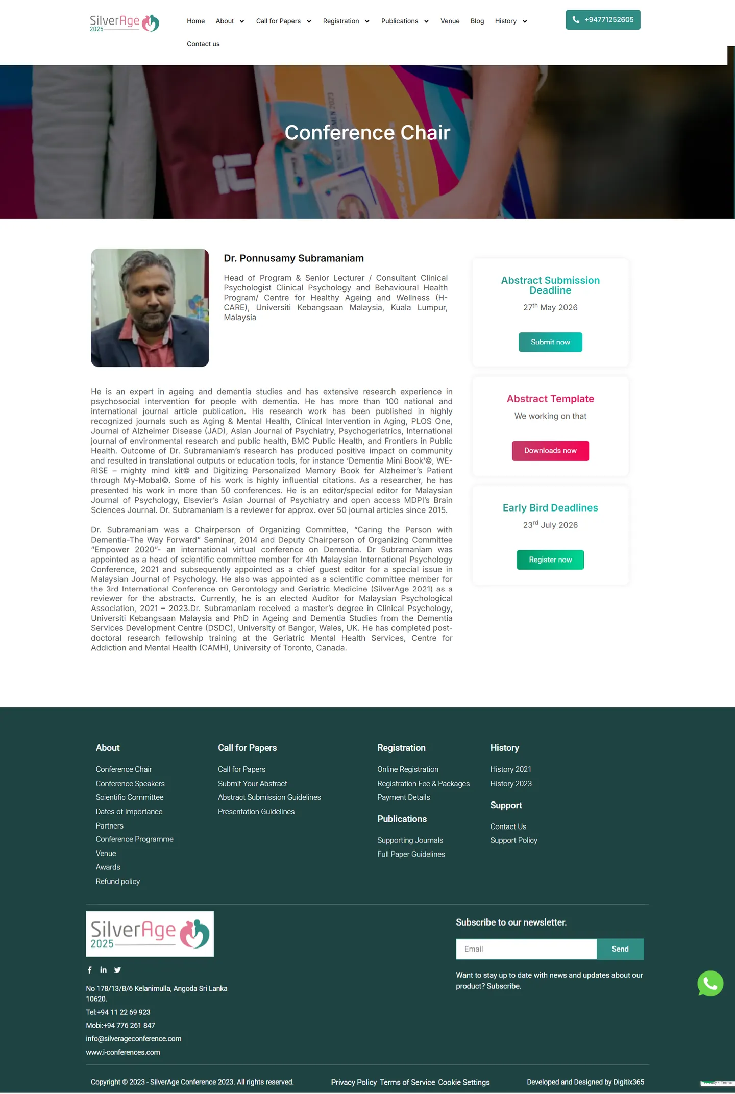 SilverAge 2025 — Conference chair page